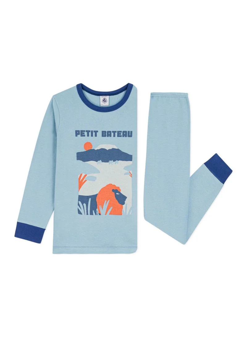 بيتي باتو Children's savannah-motif plain cotton pyjamas